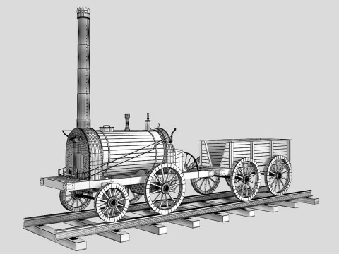 Tren de vapor Cherepanov Modelo 3D