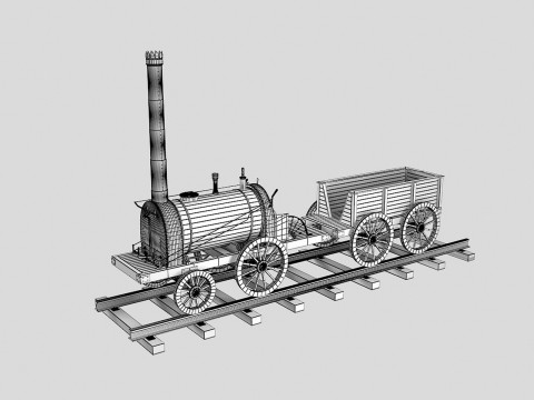 Treno a vapore Cherepanov Modello 3D