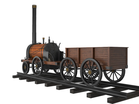 Treno a vapore Cherepanov Modello 3D