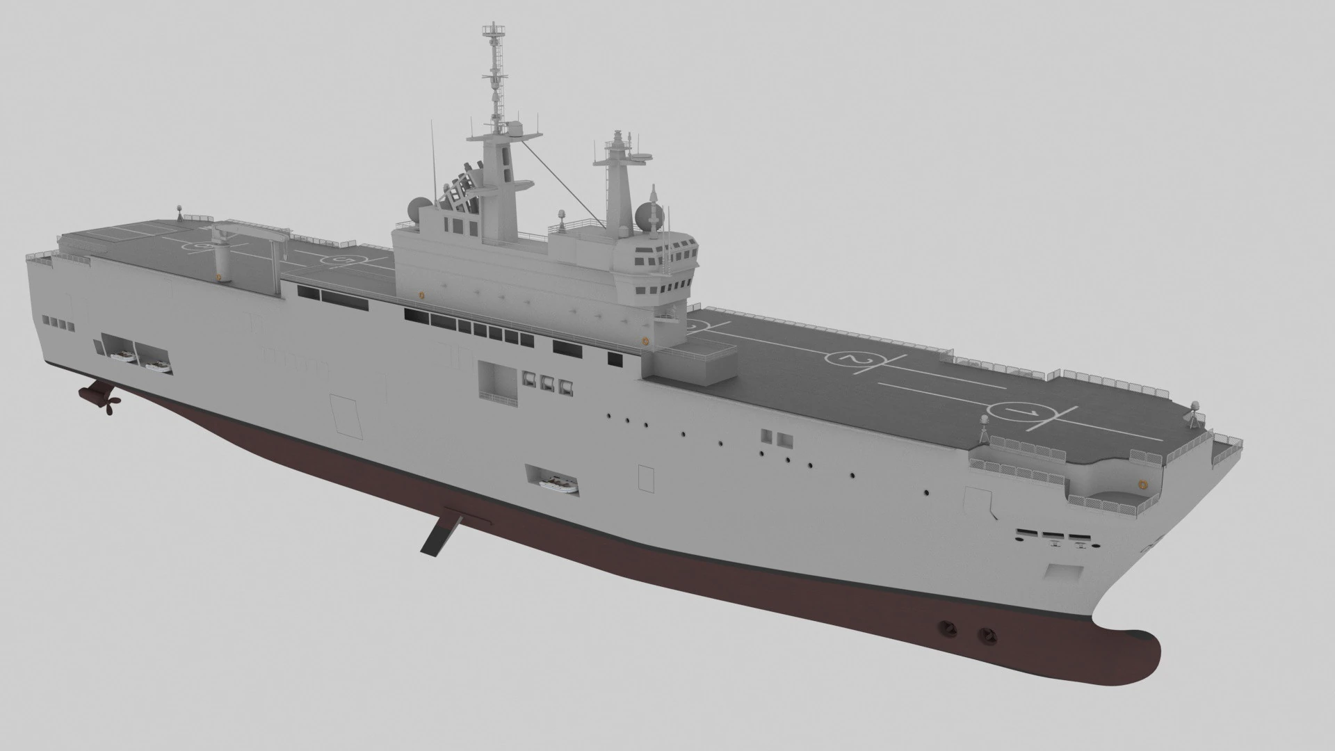 Mistral-class amphibious assault ship 3D Model .c4d .max .obj .3ds .fbx .stl .blend