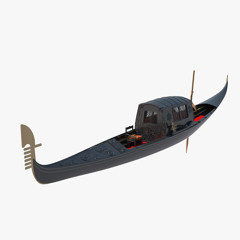 ВЕНЕЦІАНСЬКА ГОНДОЛА З ДАХОМ 3D Модель .c4d .max .obj .3ds .fbx .stl .blend 