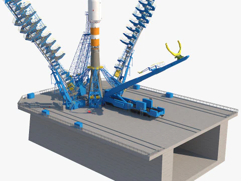 Roket Soyuz di Landasan Peluncuran Model 3D