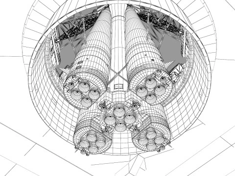 Razzo Soyuz sulla rampa di lancio Modello 3D