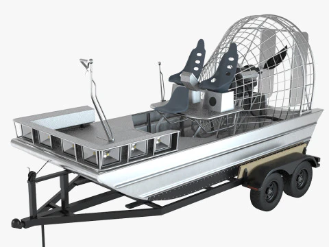 拖车上的气垫船 3D 模型
