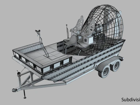 Airboat on the trailer 3D Model