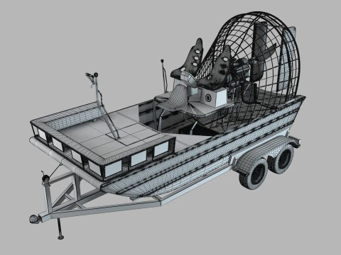 Airboat on the trailer 3D Model