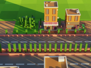 Low Poly City Multiple Houses and Long Highway 3D Model
