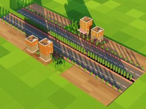 Low Poly City Multiple Houses and Long Highway 3D Model