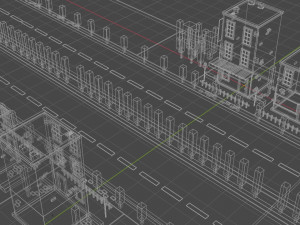 Low Poly City Multiple Houses and Long Highway 3D Model