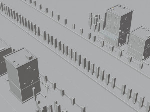 Low Poly City Multiple Houses and Long Highway 3D Model