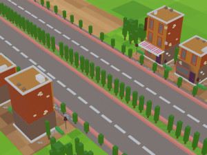 Low Poly City Multiple Houses and Long Highway 3D Model