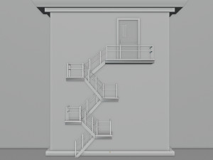 Fire Escape Staircase Exterior - Low Poly Modelo 3D