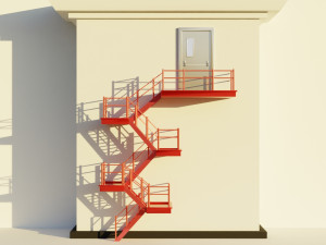 Fire Escape Staircase Exterior - Low Poly 3D 模型