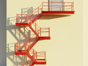 Fire Escape Staircase Exterior - Low Poly Modelo 3D