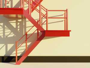 Fire Escape Staircase Exterior - Low Poly Modelo 3D