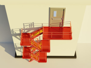 Fire Escape Staircase Exterior - Low Poly Modelo 3D