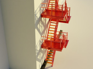 Fire Escape Staircase Exterior - Low Poly Modelo 3D