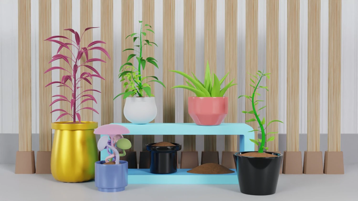 Potted Plant Set - Interior Succulent Design - 3D Model .c4d .max .obj .3ds .fbx .stl .blend 