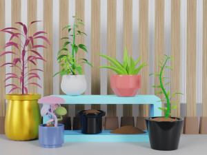 Potted Plant Set - Interior Succulent Design - 3D 模型