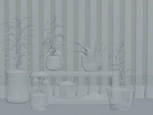Potted Plant Set - Interior Succulent Design - 3D Model