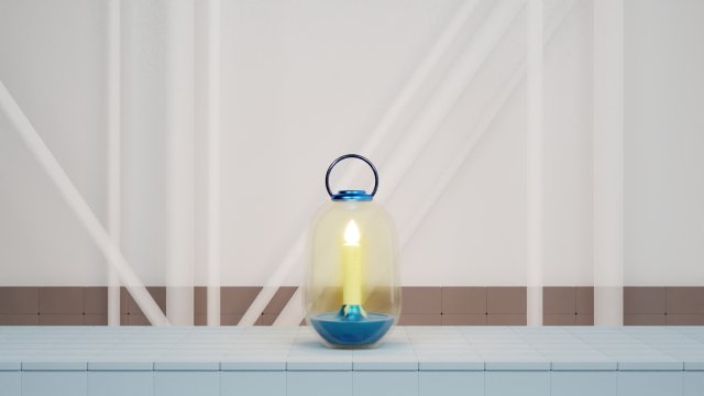 Candle Light Lantern with Multiple Parts on a Tiles Floor Modelo 3D .c4d .max .obj .3ds .fbx .stl .blend 