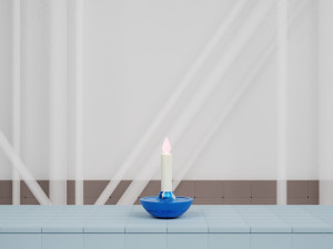 Candle Light Lantern with Multiple Parts on a Tiles Floor Modelo 3D