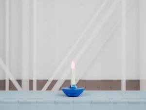 Candle Light Lantern with Multiple Parts on a Tiles Floor 3D Model