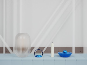 Candle Light Lantern with Multiple Parts on a Tiles Floor Modelo 3D