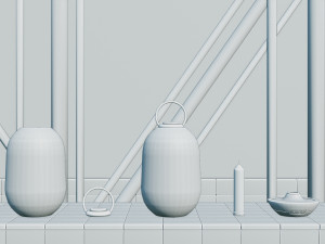 Candle Light Lantern with Multiple Parts on a Tiles Floor Modelo 3D
