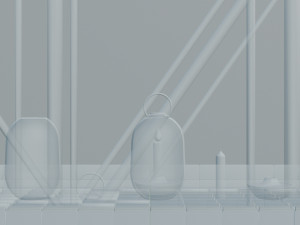 Candle Light Lantern with Multiple Parts on a Tiles Floor Modelo 3D