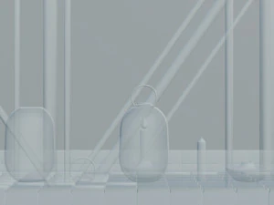 Candle Light Lantern with Multiple Parts on a Tiles Floor 3D Model