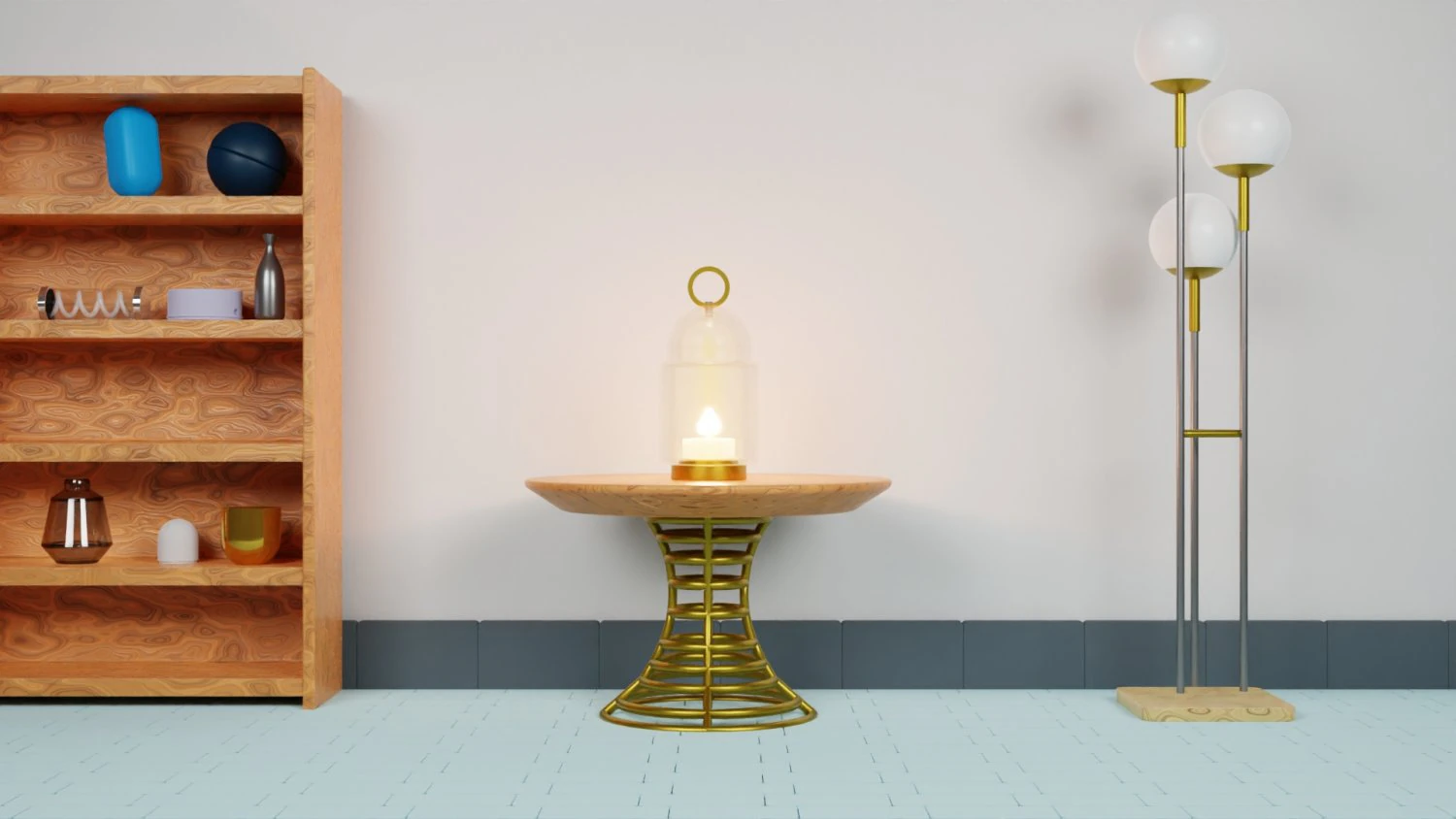Lanterna de vela vintage na mesa Modelo 3D .c4d .max .obj .3ds .fbx .stl .blend