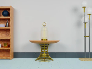 Lanterna de vela vintage na mesa Modelo 3D