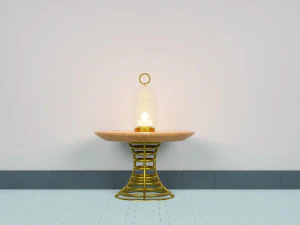 Lanterna de vela vintage na mesa Modelo 3D