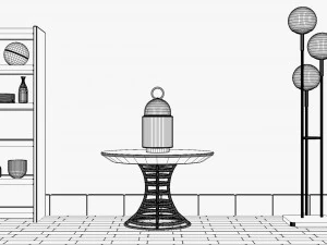 Lanterna de vela vintage na mesa Modelo 3D