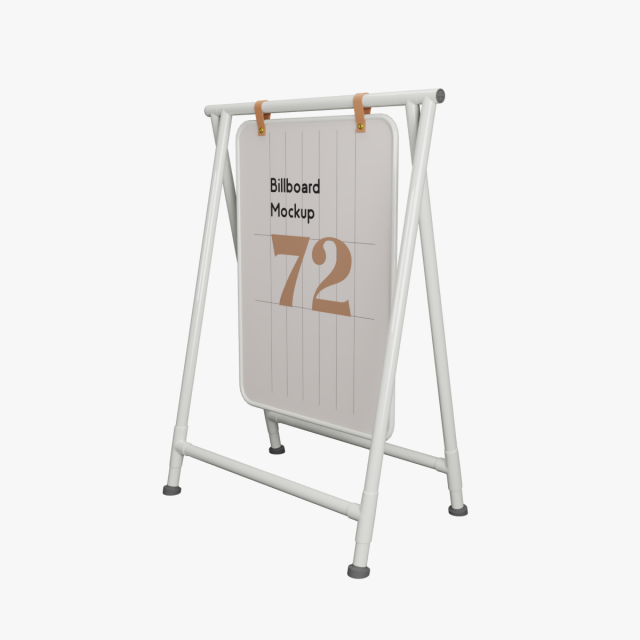 Sidewalk or Street Billboard for Advertising 3D Model .c4d .max .obj .3ds .fbx .stl .blend
