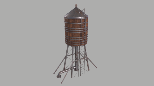 Water tower Model 3D .c4d .max .obj .3ds .fbx .stl .blend 