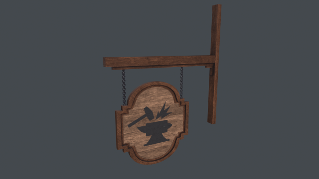 Old blacksmith sign Modelo 3D .c4d .max .obj .3ds .fbx .stl .blend 