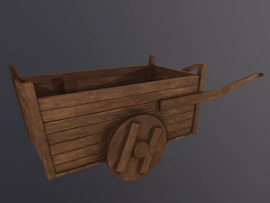 오래된 나무 카트 3D 모델