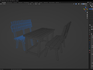 Wooden Table With Bench 3D मॉडल