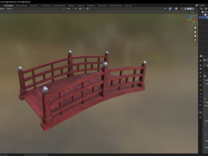 Japanese red bridge 3D Model