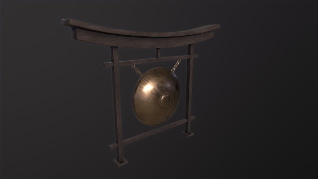 Japanese classic gong 3D मॉडल .c4d .max .obj .3ds .fbx .stl .blend 