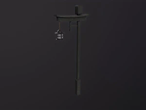 Japanese street wooden lamp 3D Model