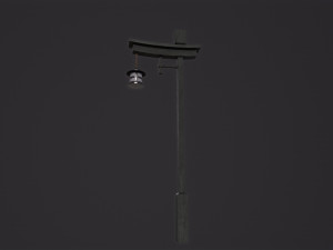 Japanese street wooden lamp Model 3D