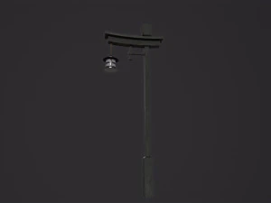 Japanese street wooden lamp 3D Model