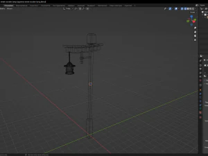 Japanese street wooden lamp 3D Model