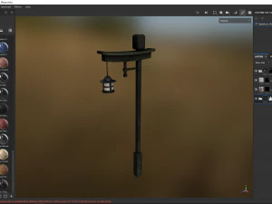 Japanese street wooden lamp 3D Model