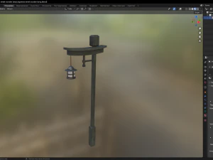 Japanese street wooden lamp 3D Model