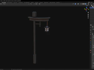Japanese street wooden lamp 3D Model