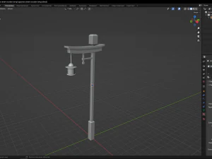 Japanese street wooden lamp 3D Model